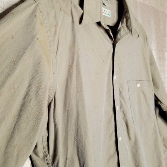 Cezani EUC 16 cotton long-sleeved button-down shirt - taupe - Picture 6 of 10